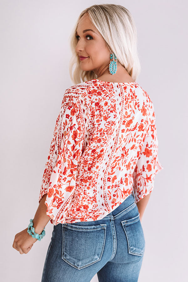Sangria Season Floral Tie Top In Scarlet Image - 5