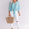 Sangria Season Floral Tie Top In Aqua Image - 1