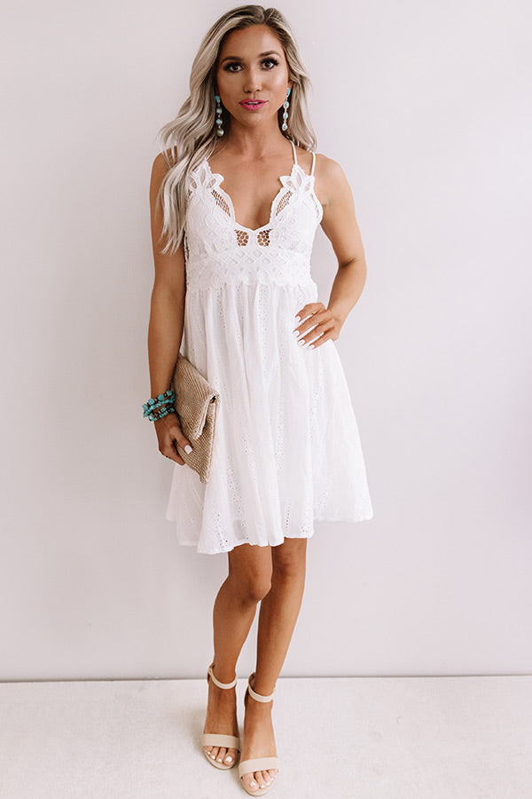 Setting Sail To Santorini Eyelet Dress In White Image - 3
