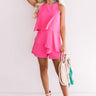 First Class At Fashion Week Tiered Romper In Hot Pink Image - 1