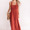 Light And Breezy Smocked Jumpsuit In Rust Image - 1