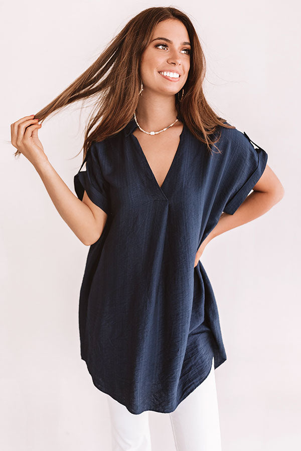 High Line Happy Hour Shift Top In Navy Image - 5