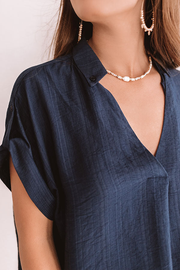 High Line Happy Hour Shift Top In Navy Image - 3