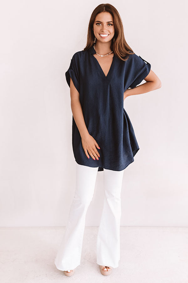 High Line Happy Hour Shift Top In Navy Image - 4