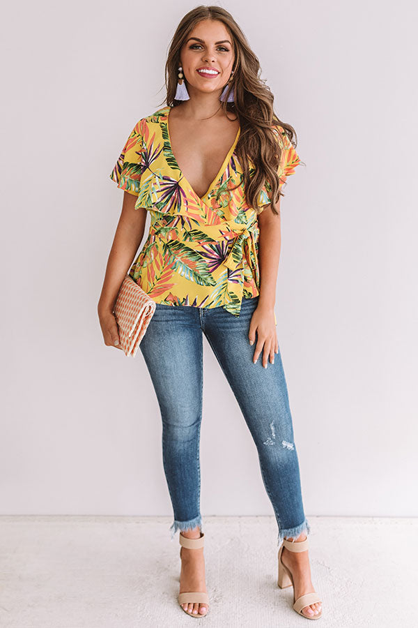 Maui Mood Floral Wrap Top Image - 1