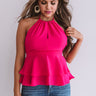 Leavin' On A Private Jet Halter Top In Raspberry Image - 1