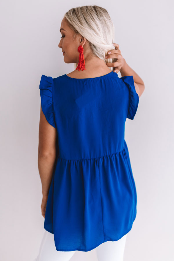 Knot Quite Yours Babydoll Top In Royal Blue Image - 5