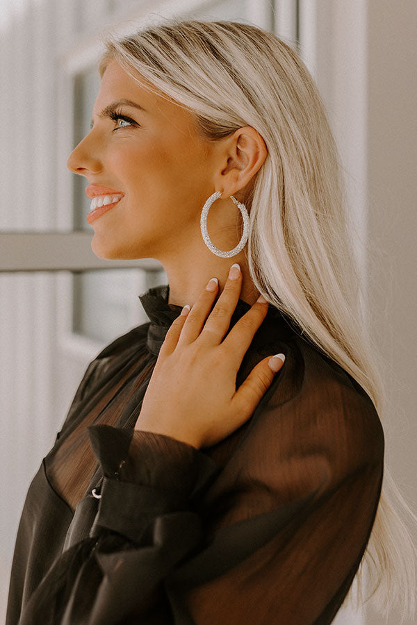 Red Carpet Runway Hoop Earrings In Silver Image - 3