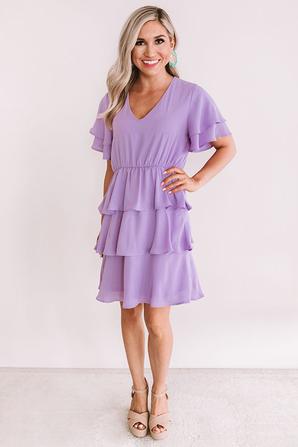 First Flight To London Tier Dress In Lavender Image - 1