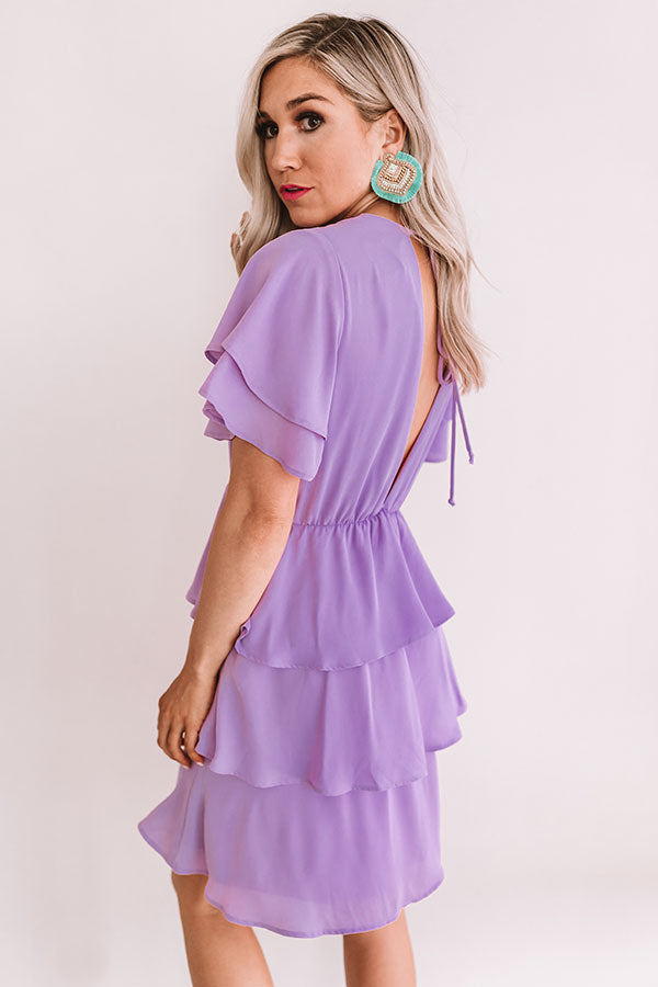 First Flight To London Tier Dress In Lavender Image - 3