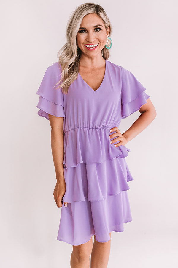 First Flight To London Tier Dress In Lavender Image - 2