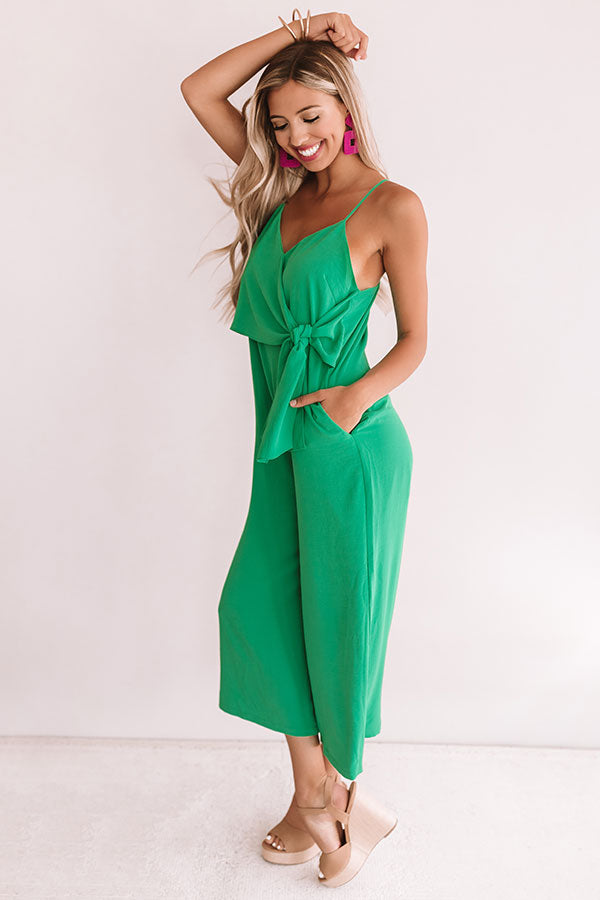 Rooftops And Romance Jumpsuit In Kelly Green • Impressions Online Boutique
