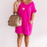 Back To Basics T-Shirt Dress In Hot Pink Curves Image - 1