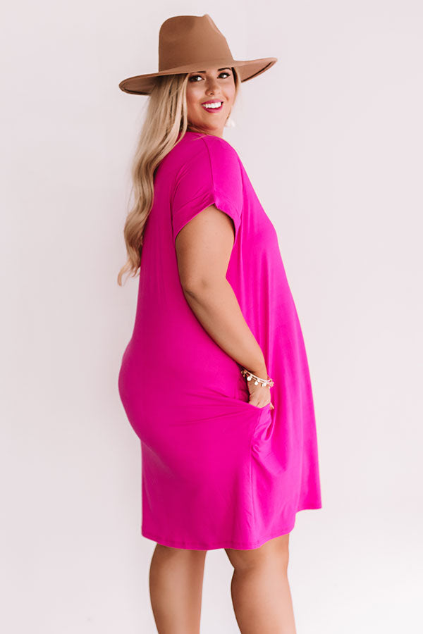 Back To Basics T-Shirt Dress In Hot Pink Curves Image - 3