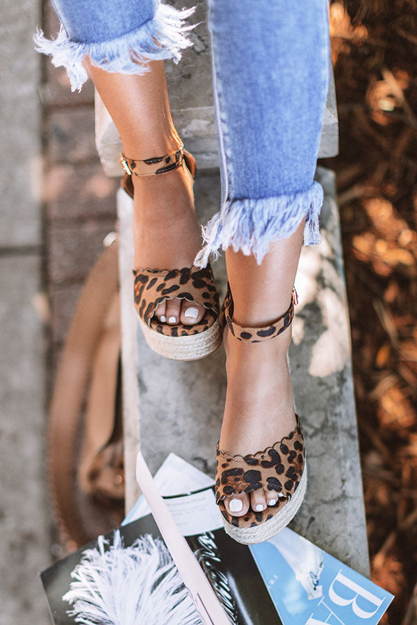 The Nicolette Faux Suede Espadrille Wedge in Leopard Image - 1
