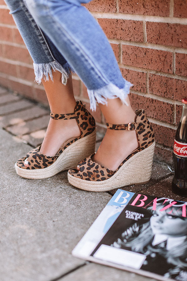 The Nicolette Faux Suede Espadrille Wedge in Leopard Image - 3