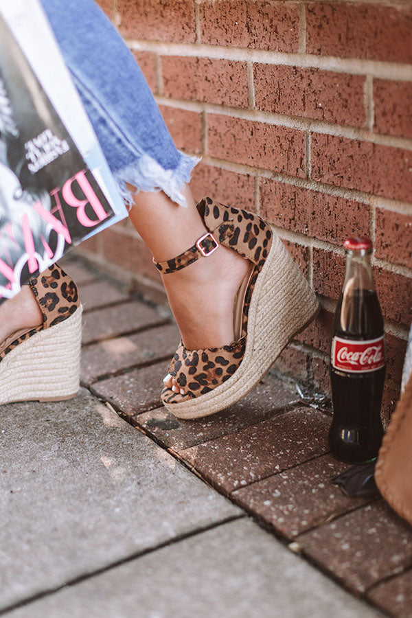 The Nicolette Faux Suede Espadrille Wedge in Leopard Image - 5