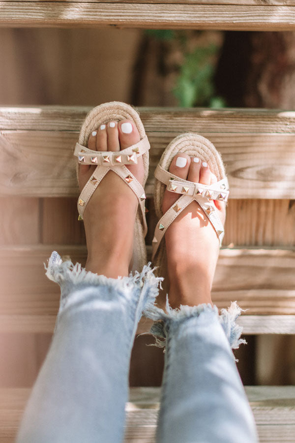 The Tessa Studded Sandal in Iced Latte Image - 3