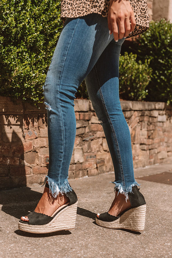 The Nicolette Faux Suede Espadrille Wedge in Black Image - 2