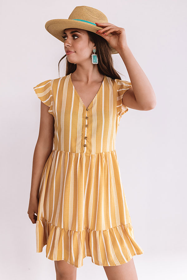 Valley Views Stripe Dress In Mustard Image - 3