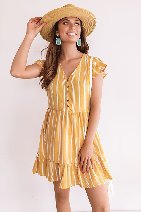 Valley Views Stripe Dress In Mustard Image - 2