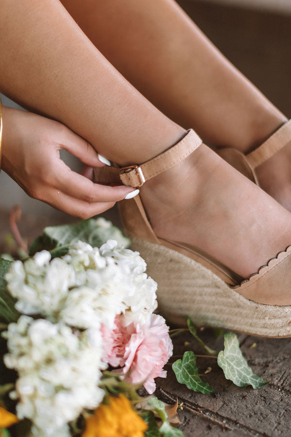 The Nicolette Faux Suede Espadrille Wedge in Iced Latte Image - 4