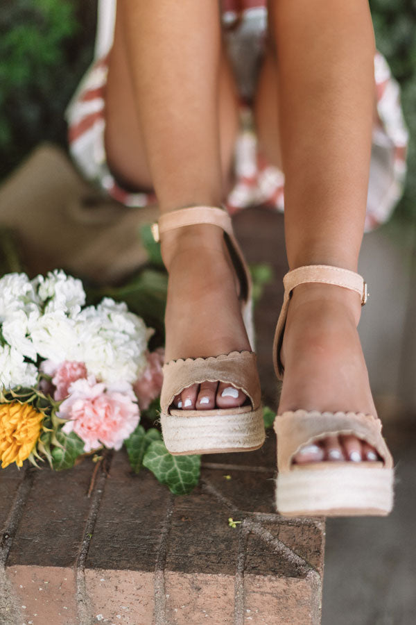 The Nicolette Faux Suede Espadrille Wedge in Iced Latte Image - 5