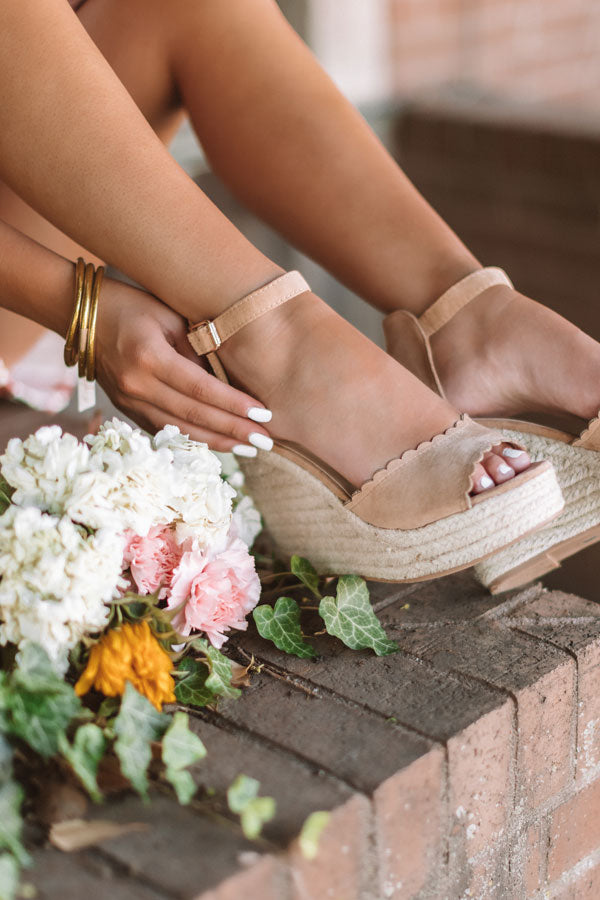 The Nicolette Faux Suede Espadrille Wedge in Iced Latte Image - 3