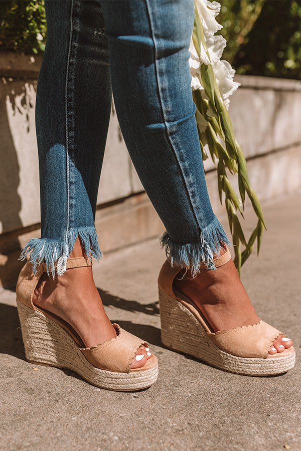 The Nicolette Faux Suede Espadrille Wedge in Iced Latte Image - 2
