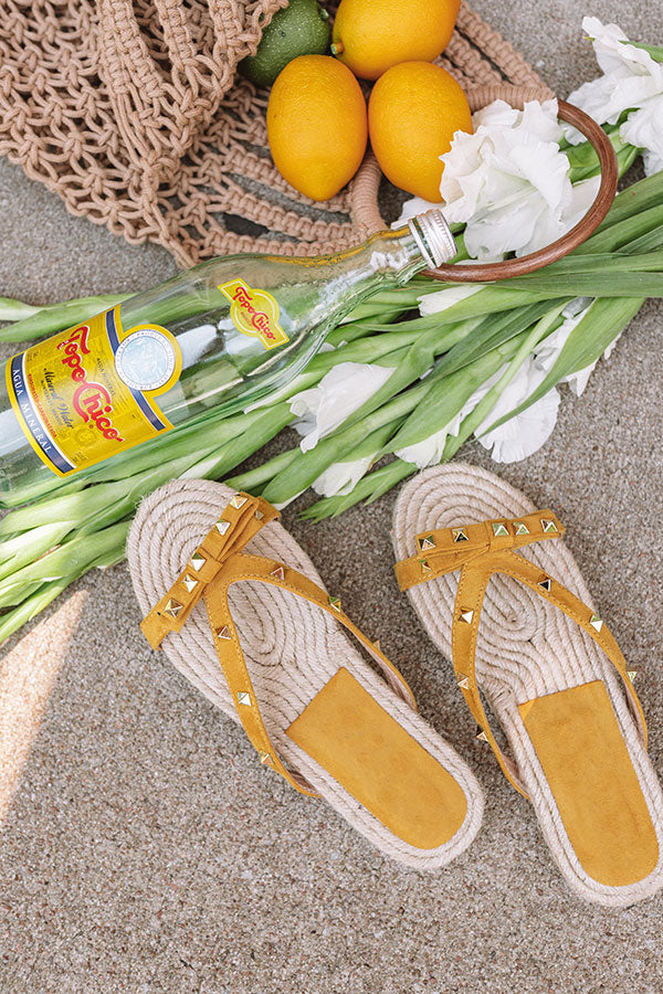 The Tessa Studded Sandal in Yellow Image - 3