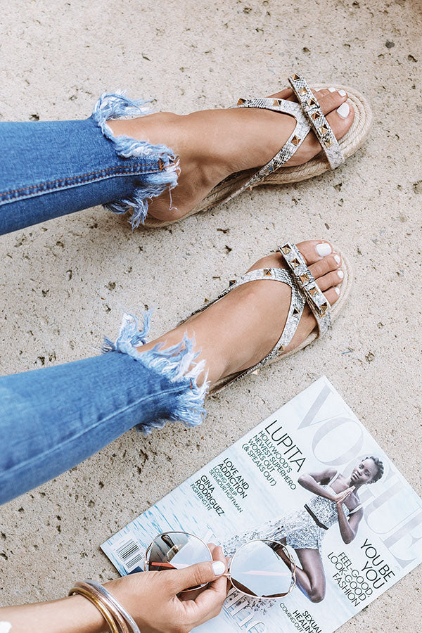 The Tessa Studded Sandal in Snake Print Image - 1