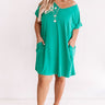 Back To Basics T-Shirt Dress In Emerald  Curves Image - 1