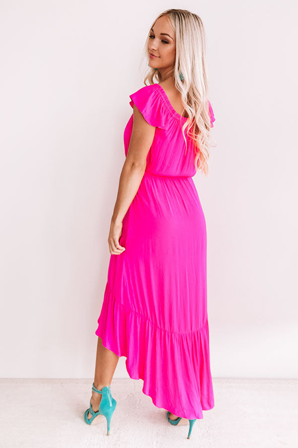 Seaside Vacay Button Up Dress In Hot Pink Image - 5