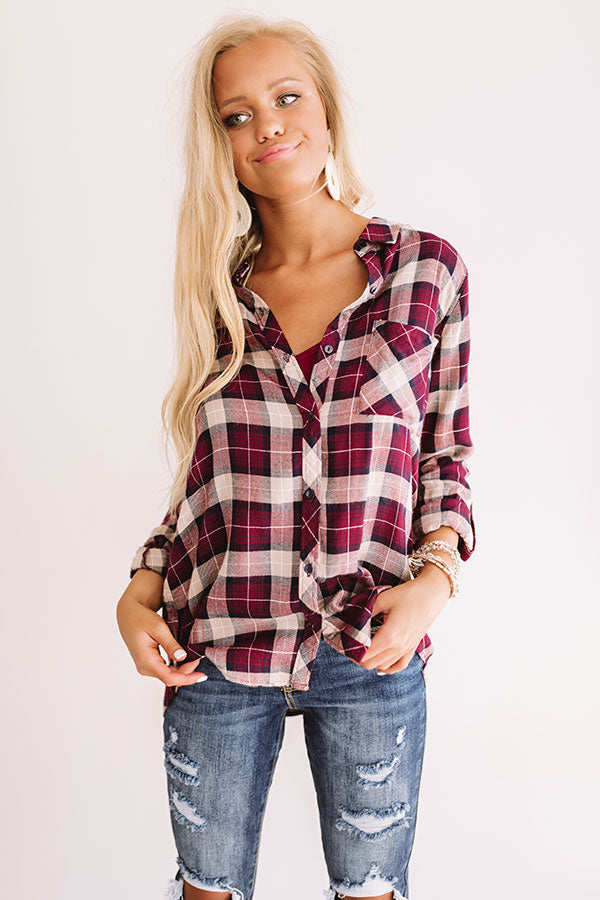 Making Memories Plaid Top In Maroon Image - 4