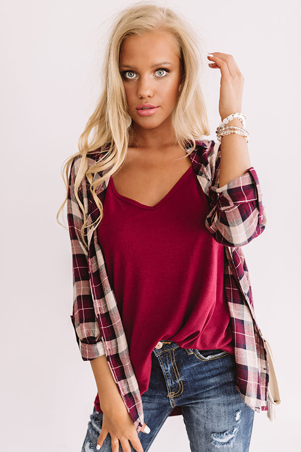 Making Memories Plaid Top In Maroon Image - 2