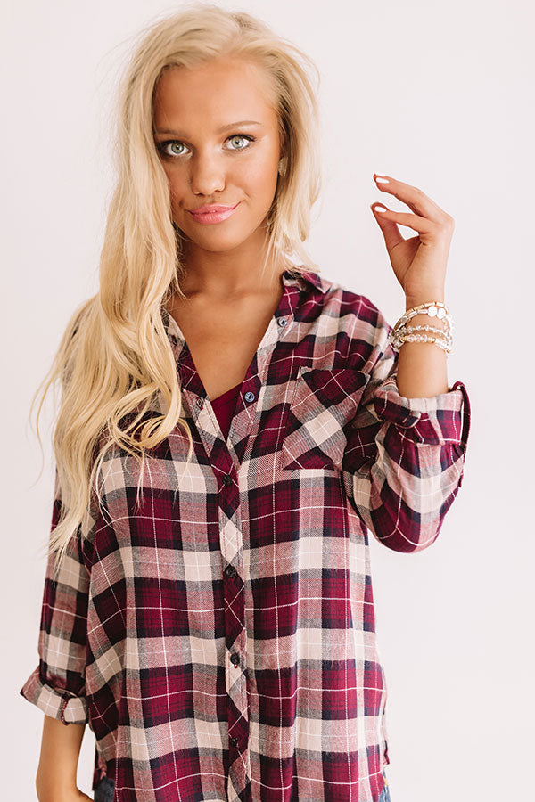 Making Memories Plaid Top In Maroon Image - 5