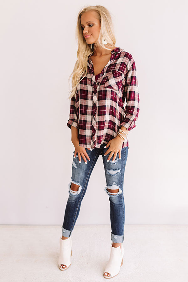 Making Memories Plaid Top In Maroon Image - 3