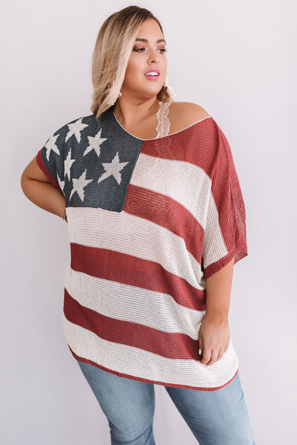 Stars And Stripes Knit Top  Curves Image - 4