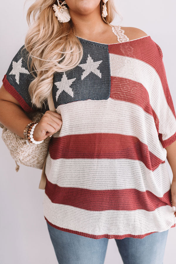 Stars And Stripes Knit Top  Curves Image - 3