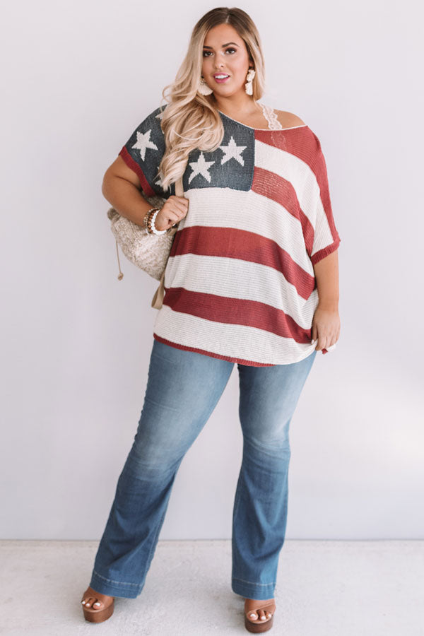 Stars And Stripes Knit Top  Curves Image - 1