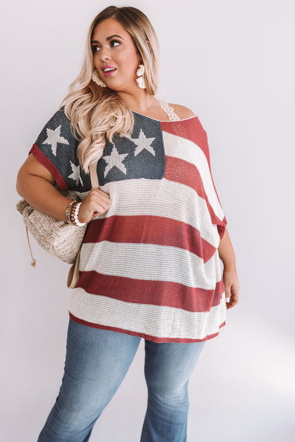 Stars And Stripes Knit Top  Curves Image - 2