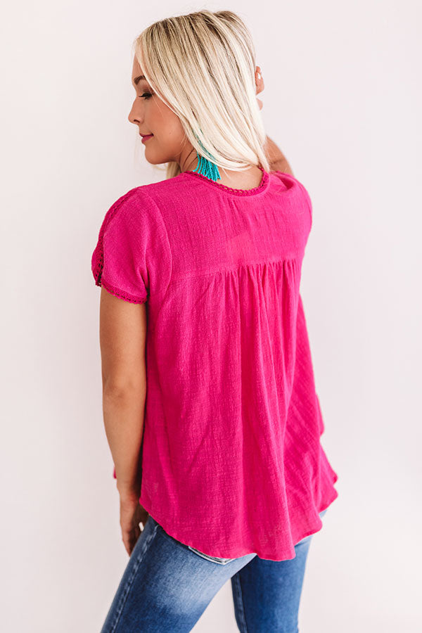 Bring On The Blooms Embroidered Top in Hot Pink Image - 4