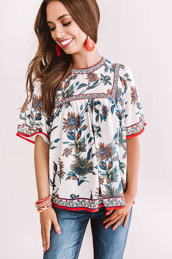 Refreshing In Floral Shift Top In White Image - 4