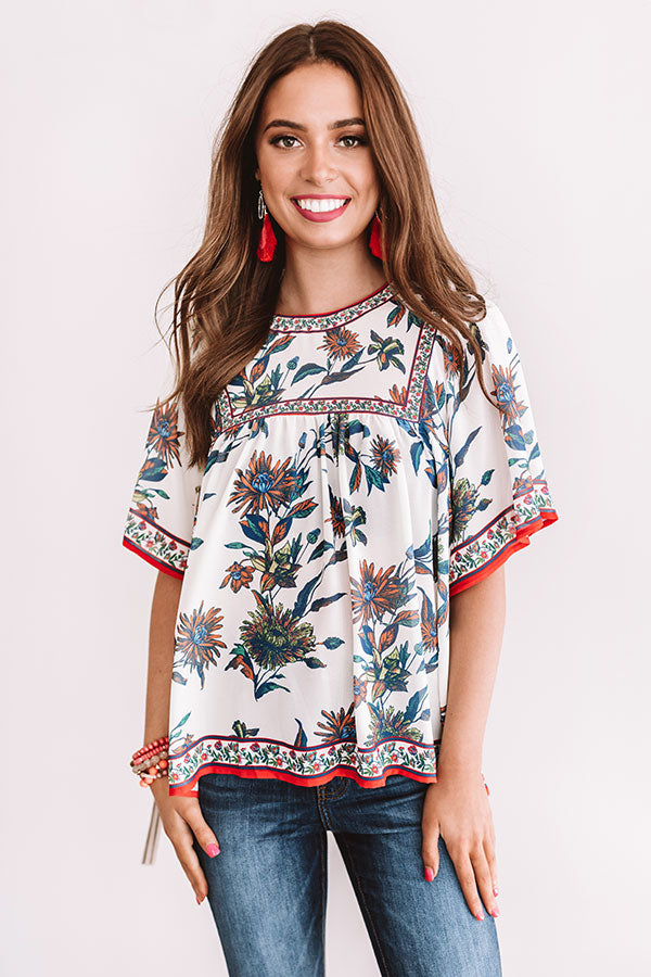 Refreshing In Floral Shift Top In White Image - 3