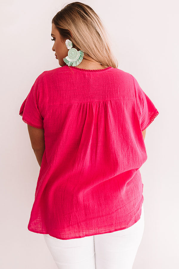 Bring On The Blooms Embroidered Top in Hot Pink Curves Image - 4