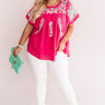 Bring On The Blooms Embroidered Top in Hot Pink Curves Image - 1