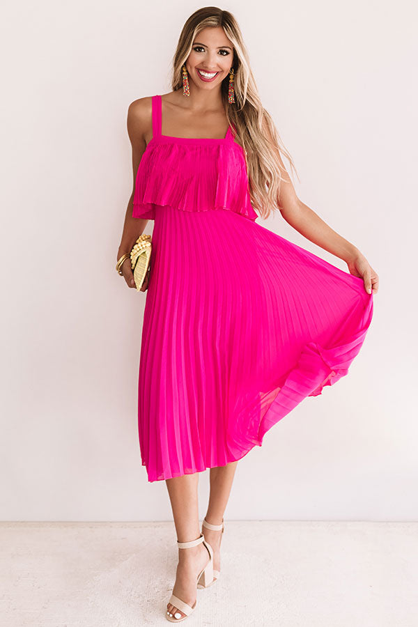Ooh La Lolly Pleated Midi In Hot Pink Image - 1
