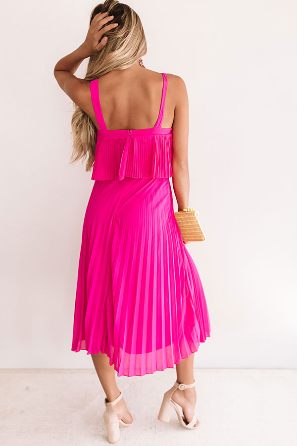 Ooh La Lolly Pleated Midi In Hot Pink Image - 5