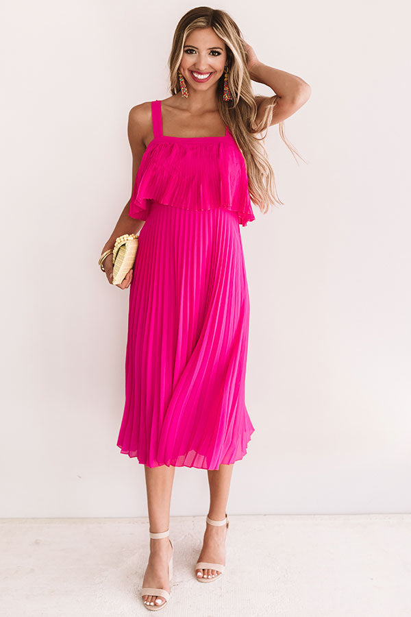 Ooh La Lolly Pleated Midi In Hot Pink Image - 2