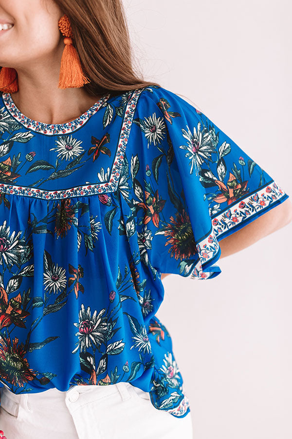 Refreshing In Floral Shift Top In Sapphire Image - 5